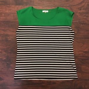Calvin Klein Cap Sleeve Green Top Black White